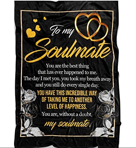 Personalized Sherpa Fleece Blanket for Soulmates - Best Friend Gift, Birthday, Anniversary, Thanksgiving & Christmas Present - Cozy Home & Outdoor Use
