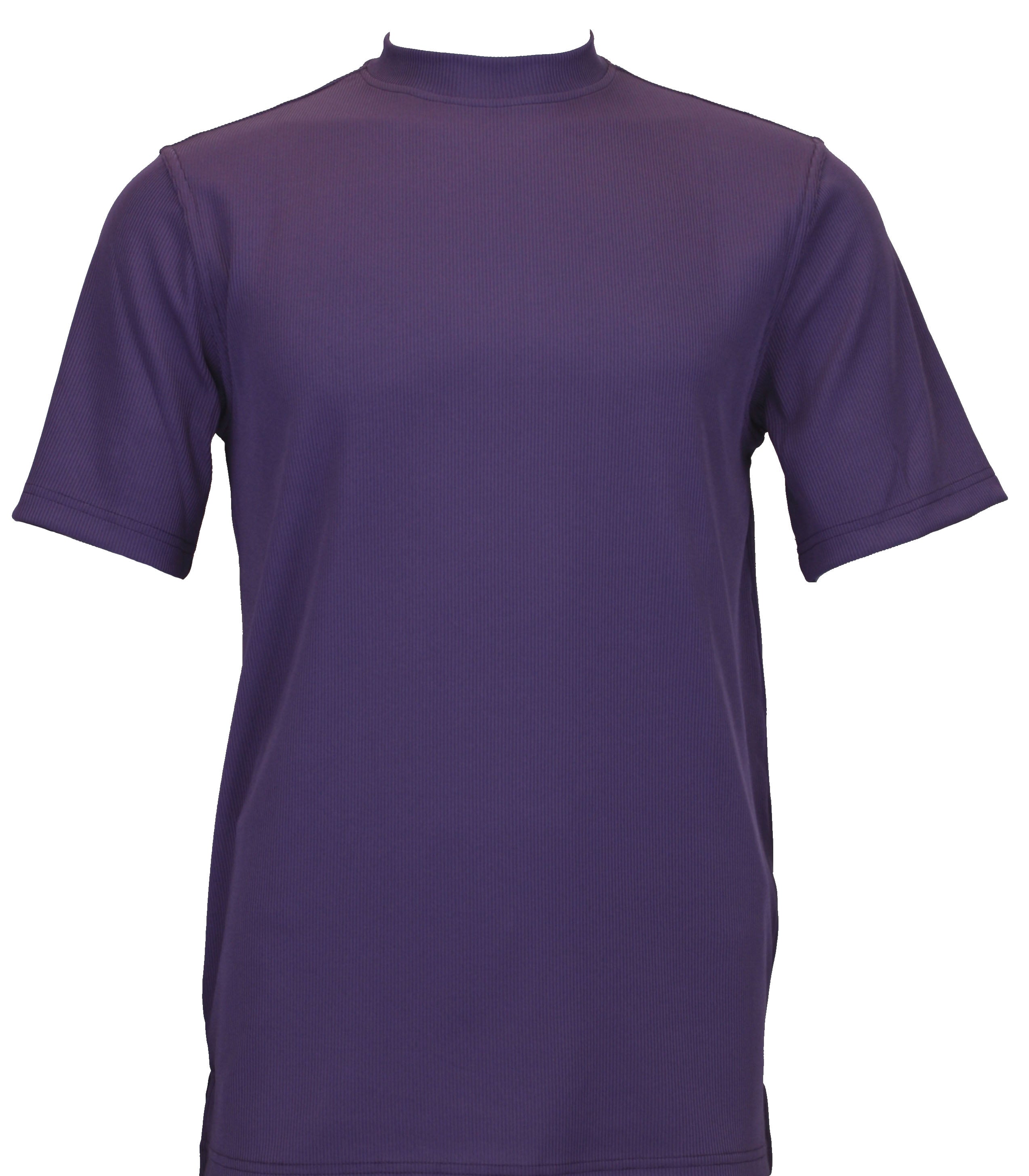 Bassiri Short Sleeve Mock Neck T-Shirt for Men - Soft Cotton Purple Tee - Casual Wear & Street Style Fashion