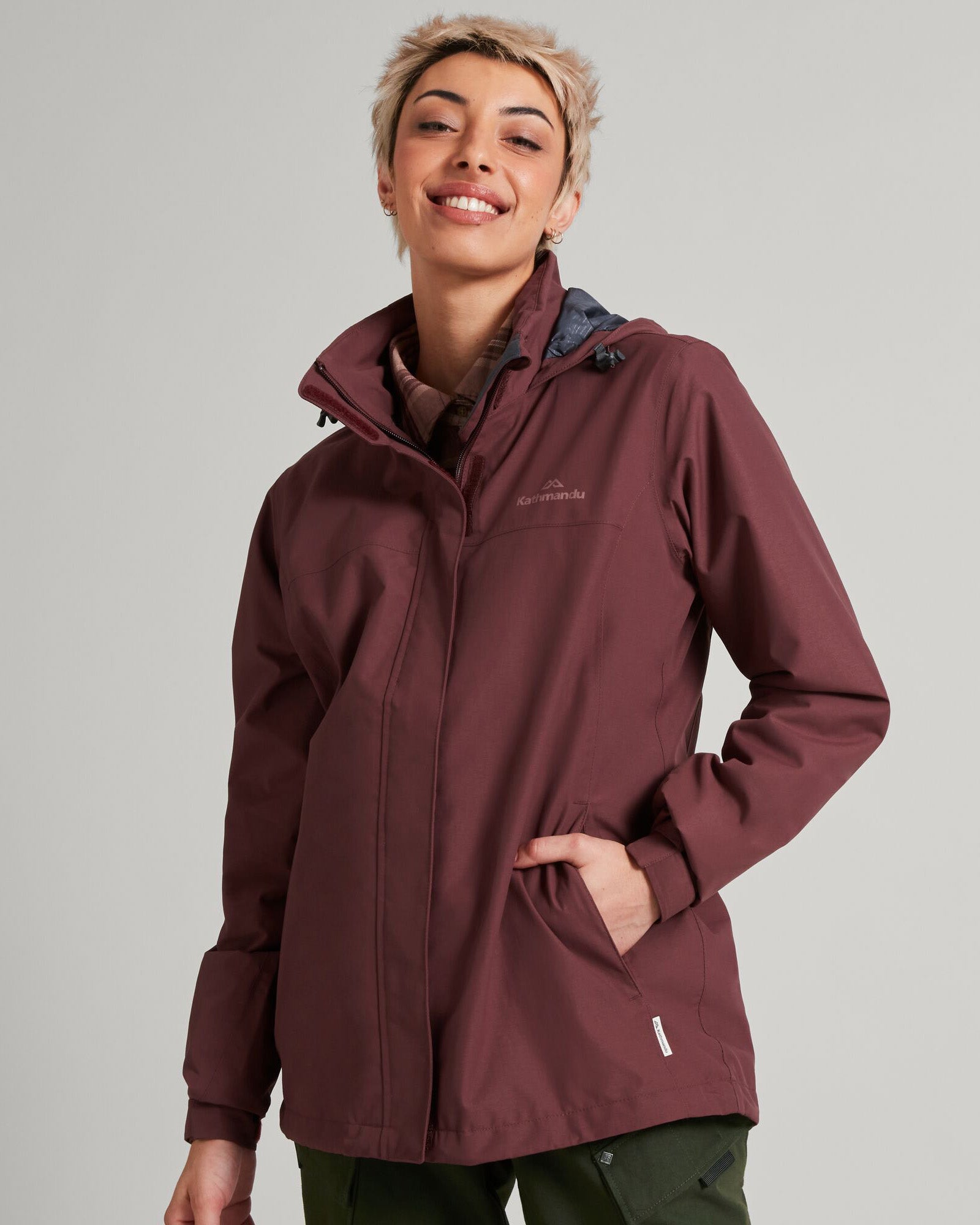 Andulo Women's 2-Layer Waterproof Rain Jacket - Mahogany Brown for Outdoor Hiking & Commuting