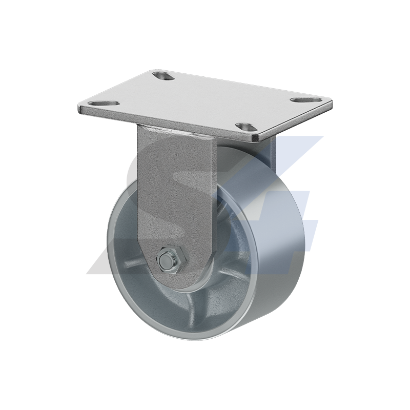 6 x 3 Inch Zinc Alloy Kingpinless Rigid Caster with Top Plate Mount - Heavy Duty Industrial Wheels for Carts, Workbenches, and Machinery (Model C014.26A)