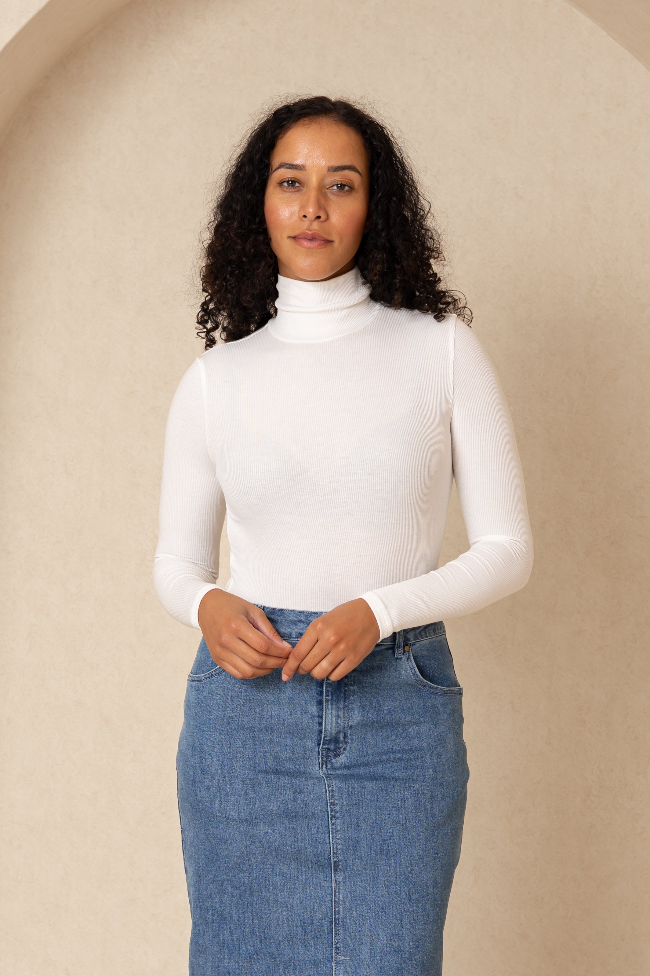White Ribbed Turtleneck Sweater for Women - Soft Knit Winter Pullover - Perfect for Office Wear & Casual Outfits