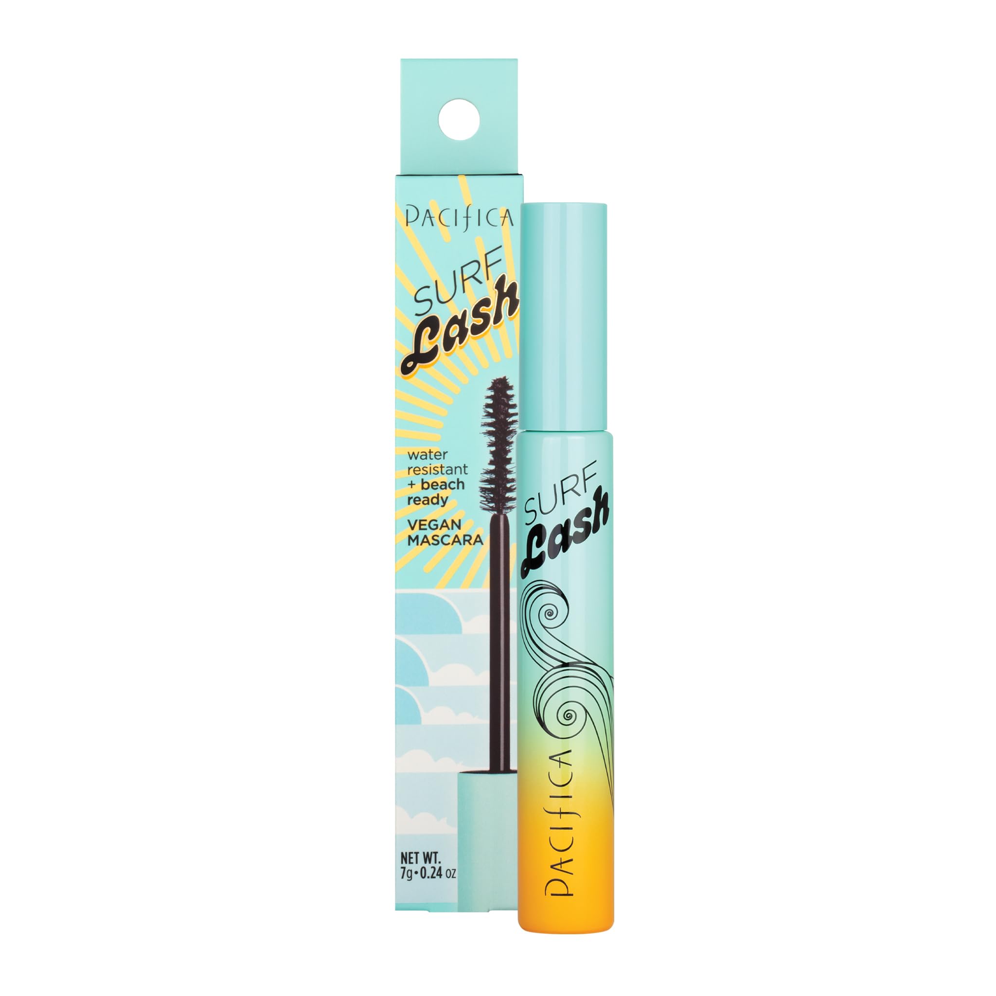 Pacifica Surf Lash Waterproof Mascara - Vegan & Cruelty-Free Eyelash Mascara with Jojoba Oil & Pectin for Long, Full Lashes | Half-Pipe Twisted Wand for Defined Volume | Perfect for Beach, Swimming & Active Lifestyles