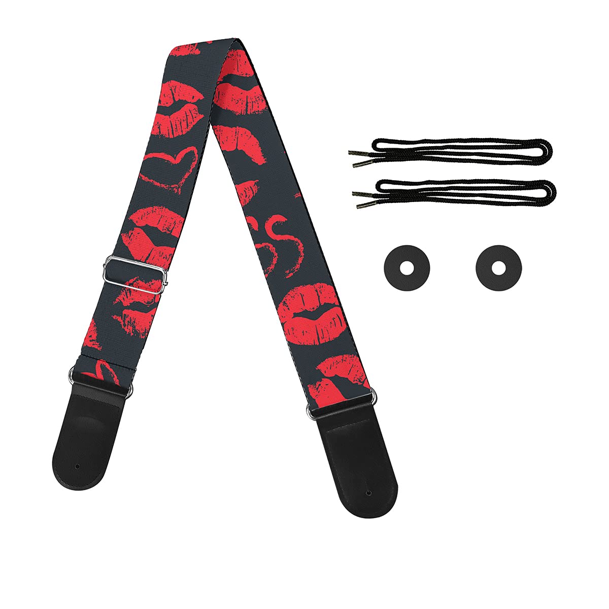Premium Adjustable Guitar Straps with Strap Locks - Compatible with Bass, Electric & Acoustic Guitars - Leather Ends & Durable Polyester - Perfect for Live Performances, Studio Sessions & Practice