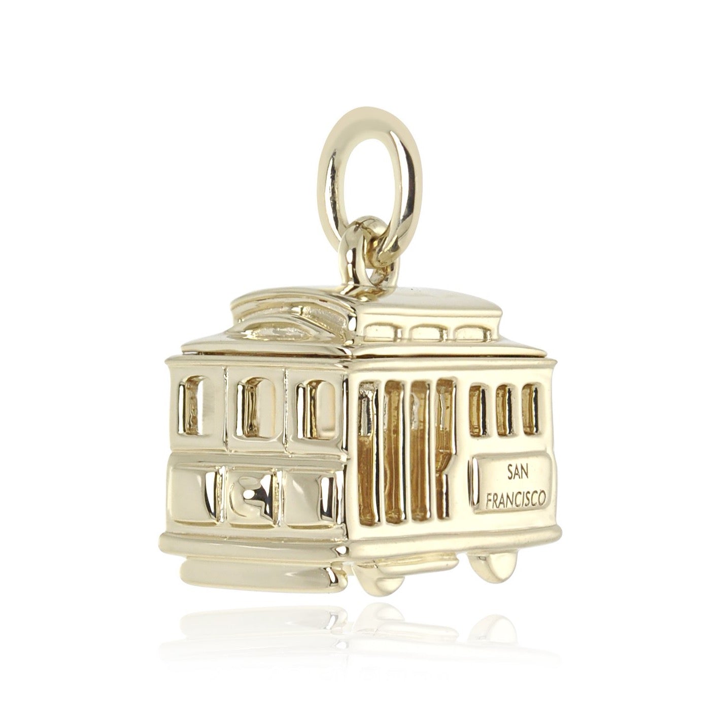 14K Gold Cable Car Charm Pendant - Vintage San Francisco Souvenir Jewelry for Necklace, Bracelet & Travel Gifts