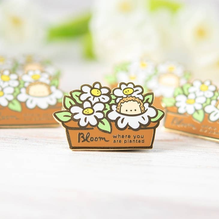 Bloom Where You Are Planted Pin - Inspirational Floral Enamel Pin for Women - Motivational Gift for Friends, Teachers, Nurses - Perfect for Backpacks, Jackets, Hats & Accessories
