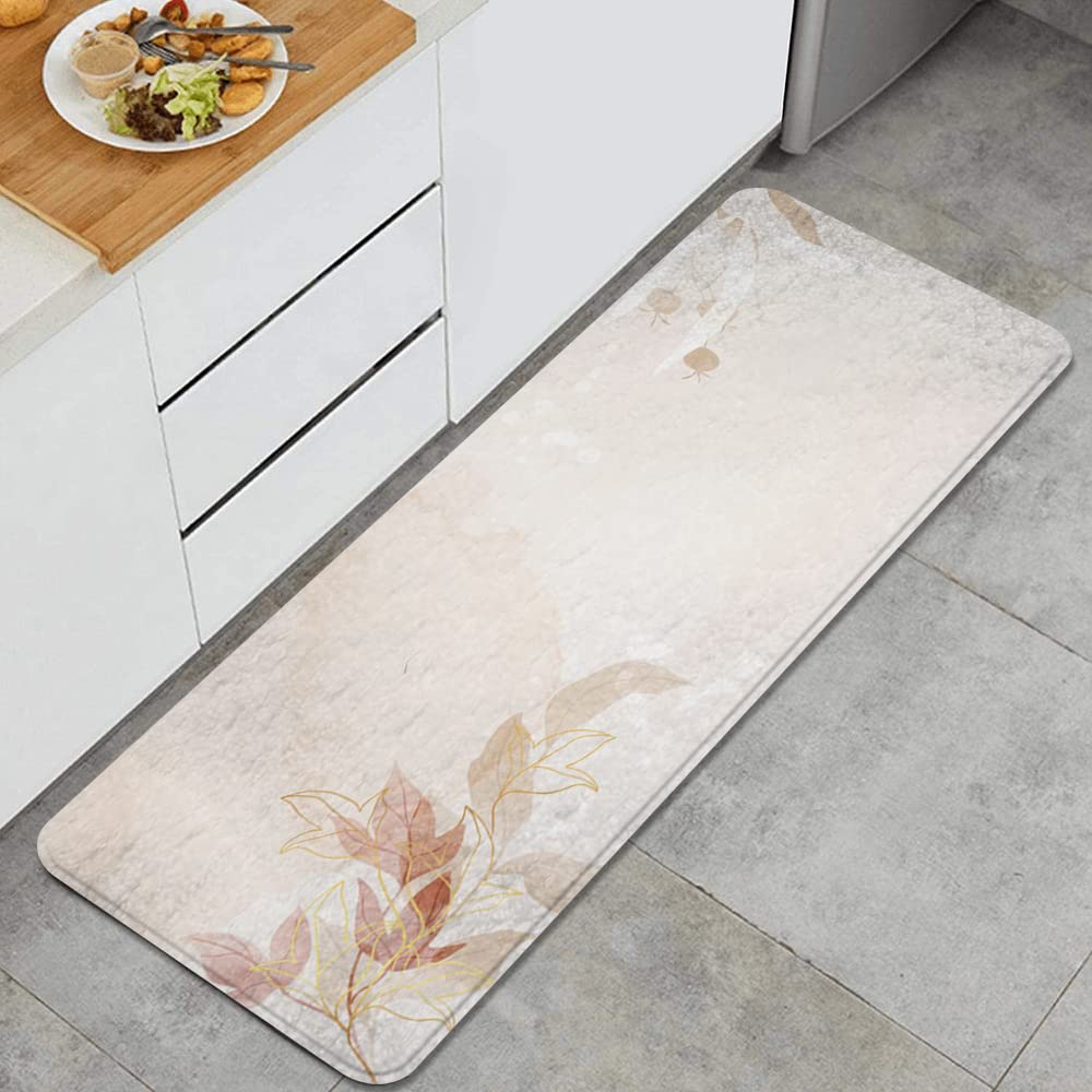 DBXII Anti-Fatigue Kitchen Rug - Non-Slip Watercolor Floral Mat for Standing Comfort in Kitchen, Office, Bathroom