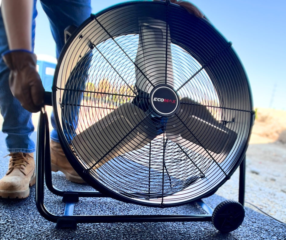Ecomax 24 Inch High Velocity Drum Fan - Powerful Industrial Air Circulation for Warehouses, Garages & Outdoor Events