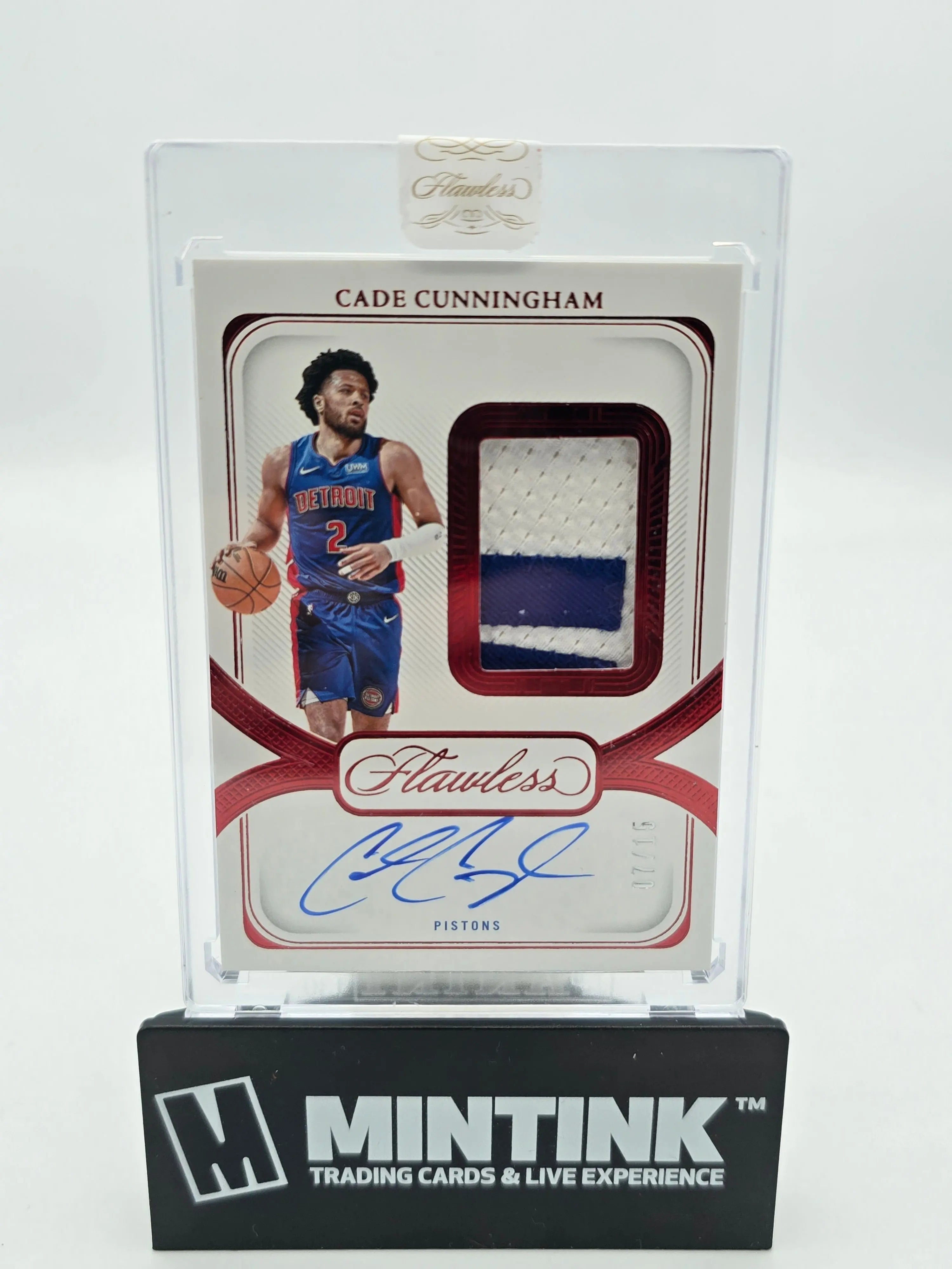 2023-24 Panini Flawless Basketball Cade Cunningham Ruby Patch Auto /15 - NBA Collectible Trading Card for Fans & Investors - Perfect for Display, Collection, and Gifting