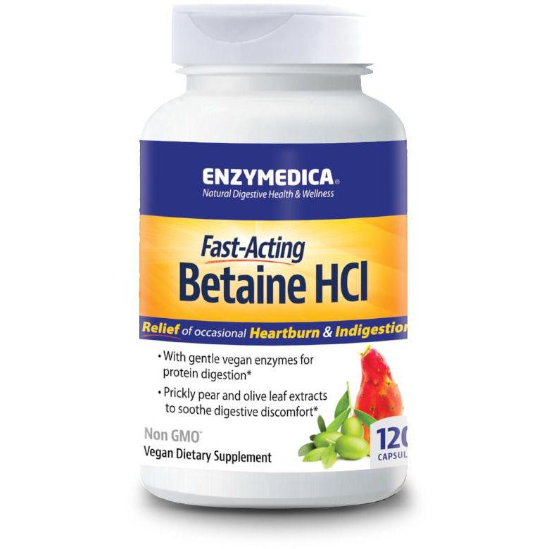 Enzymedica Betaine HCl Supplement for Digestive Support - Natural Stomach Acid Booster for Gut Health & Nutrient Absorption - Ideal for Low Stomach Acid & Bloating Relief
