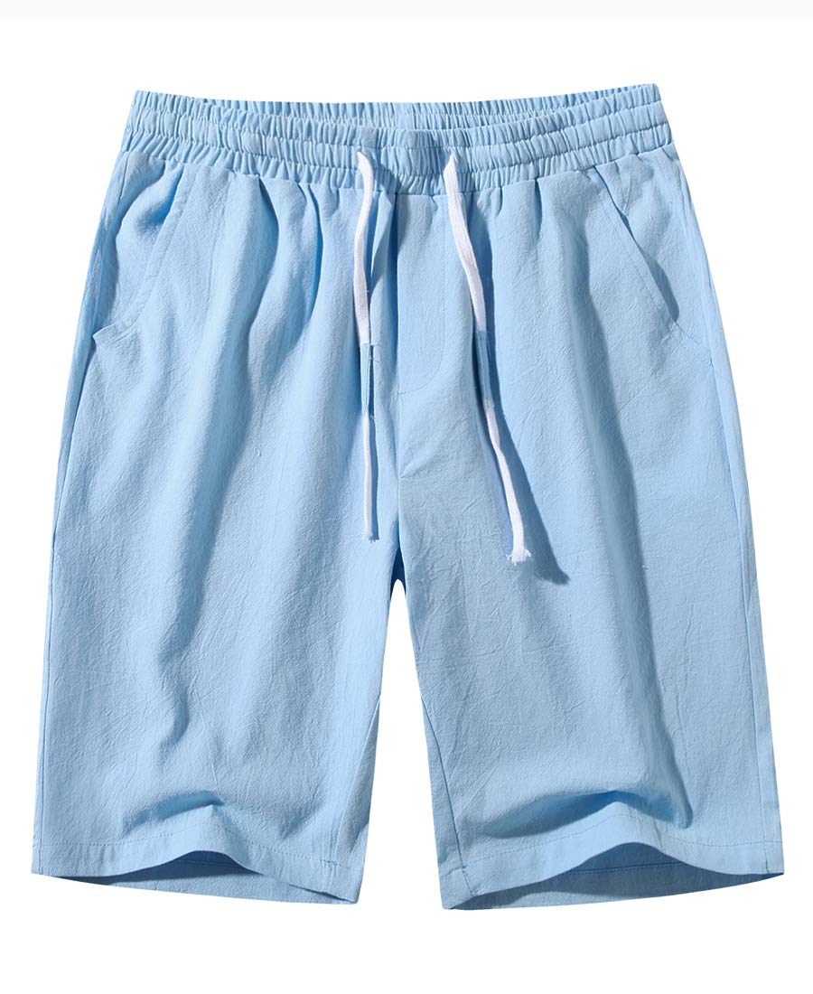 YuKaiChen Men's Casual Cotton Shorts with Drawstring - Lightweight Summer Beach Shorts for Jogging, Gym & Outdoor Activities - Comfortable Breathable Athletic Shorts with Pockets