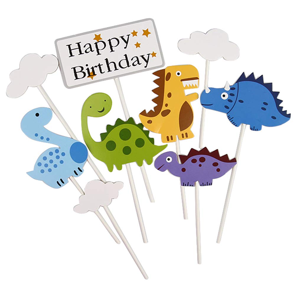 9pcs Cartoon Cloud Dinosaur Cake Toppers - Fun Cupcake & Dessert Decorations for Birthday Parties, Baby Showers & Themed Celebrations