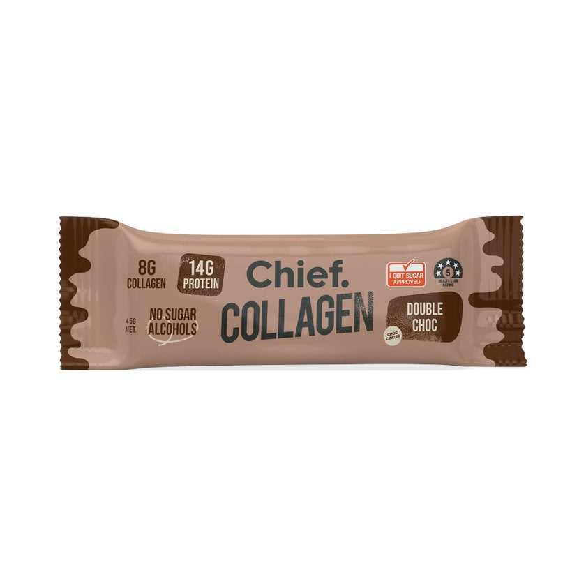 Chief Double Chocolate Collagen Protein Bar - Keto Friendly, Low Carb Snack for Energy & Recovery - Perfect for Gym, Hiking & On-the-Go Nutrition