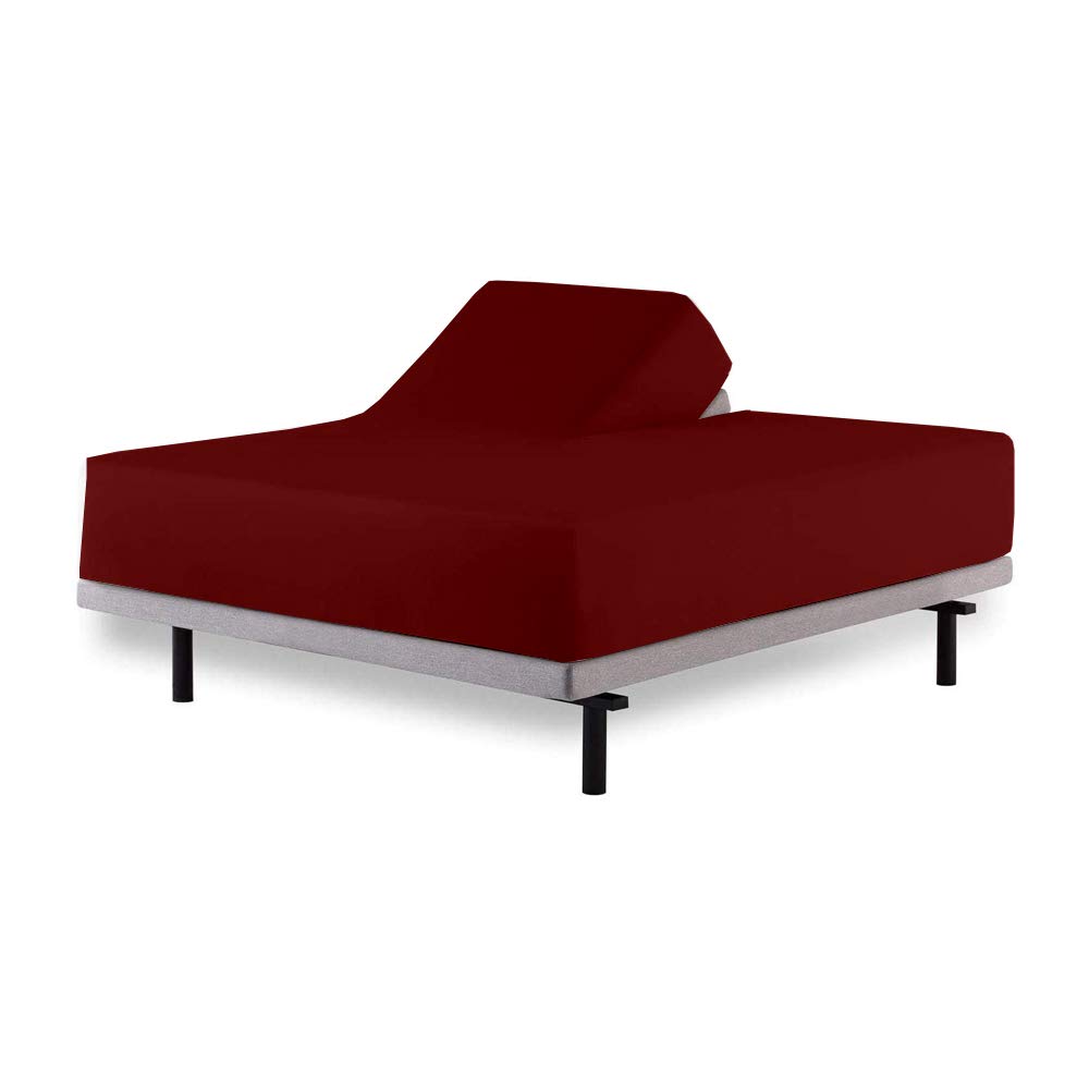 Split King Sheet Set for Adjustable Beds - 100% Cotton Burgundy Solid 15