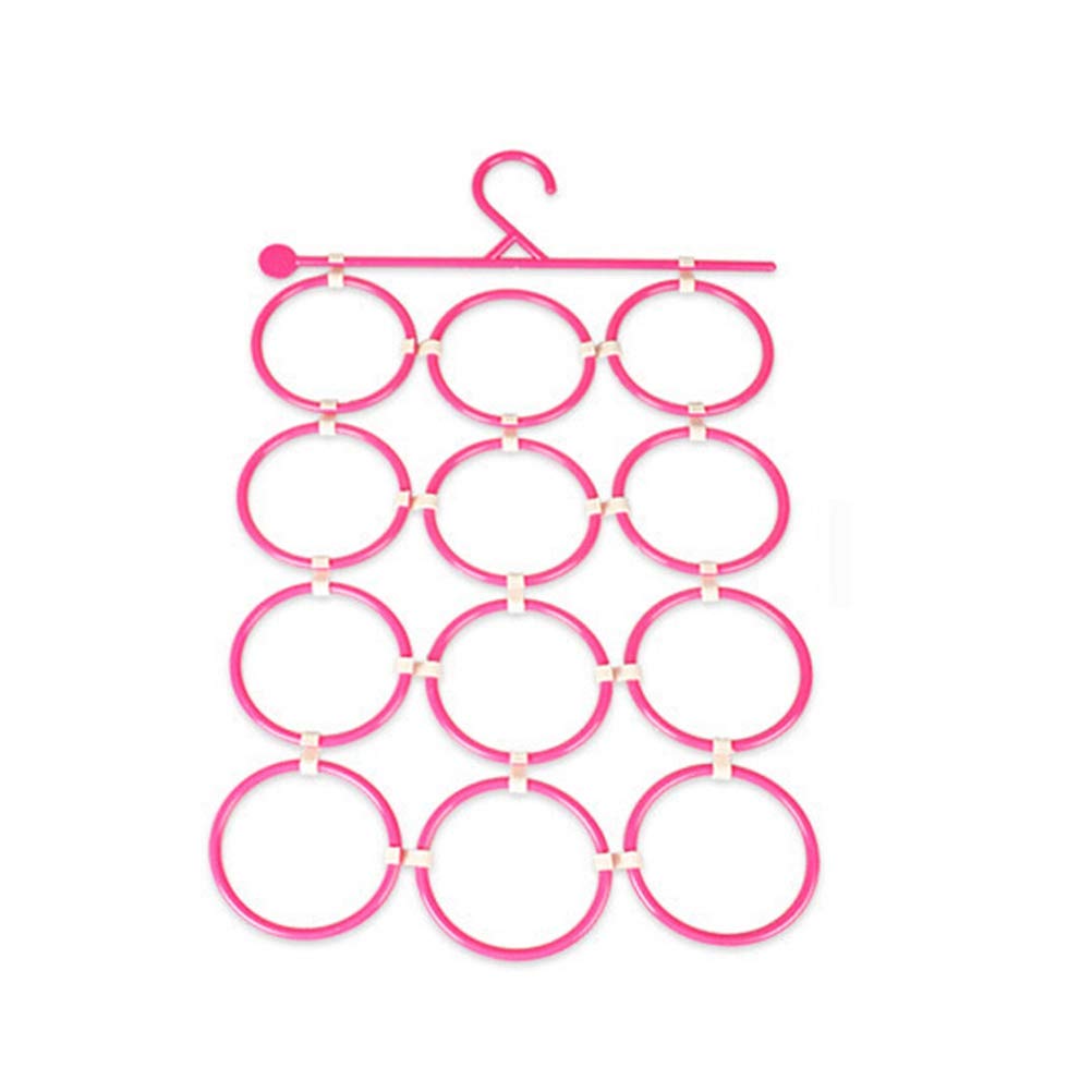 DOITOOL Detachable 12-Ring Rope Shawl Scarf Belt Tie Holder Organizer - Multi-Functional Clothes Hanger with Hole Design for Scarves, Belts & Accessories (Pink) - Perfect for Closet Organization & Retail Display