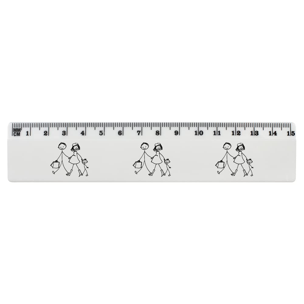 Azeeda 15cm (6 Inch) White Plastic Ruler - Perfect for School, Office, Sewing & Craft Projects | Family & Pregnancy Measurement Tool (RL00065895)