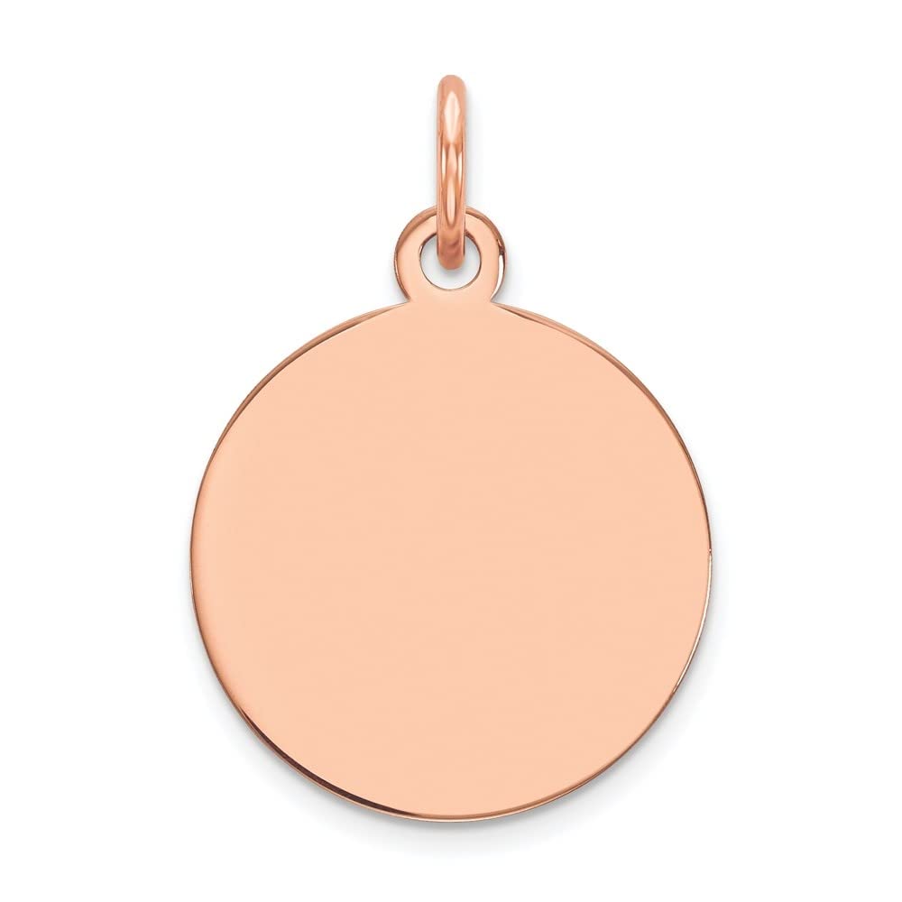 14K Rose Gold Engravable Disc Charm Pendant - Personalized Circular Pendant Necklace for Women | Gift for Her, Anniversary, Birthday, Valentine's Day