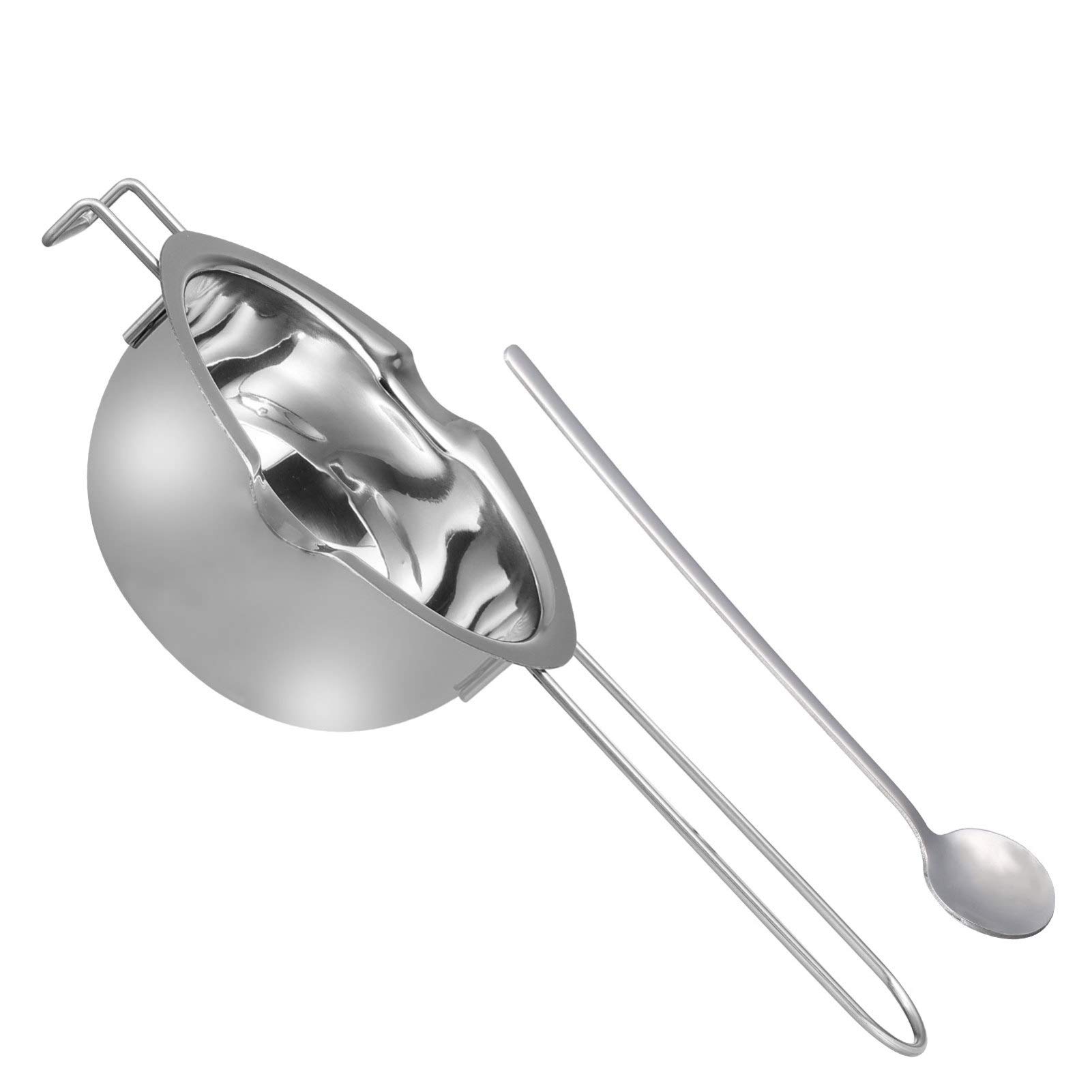 Healifty 400ml Stainless Steel Double Boiler Melting Pot with Handle & Stirring Spoon - Perfect for Melting Chocolate, Candy Making, Candle Crafting & Caramel Sauce (Ideal for Home Baking, DIY Treats & Small Batch Production)