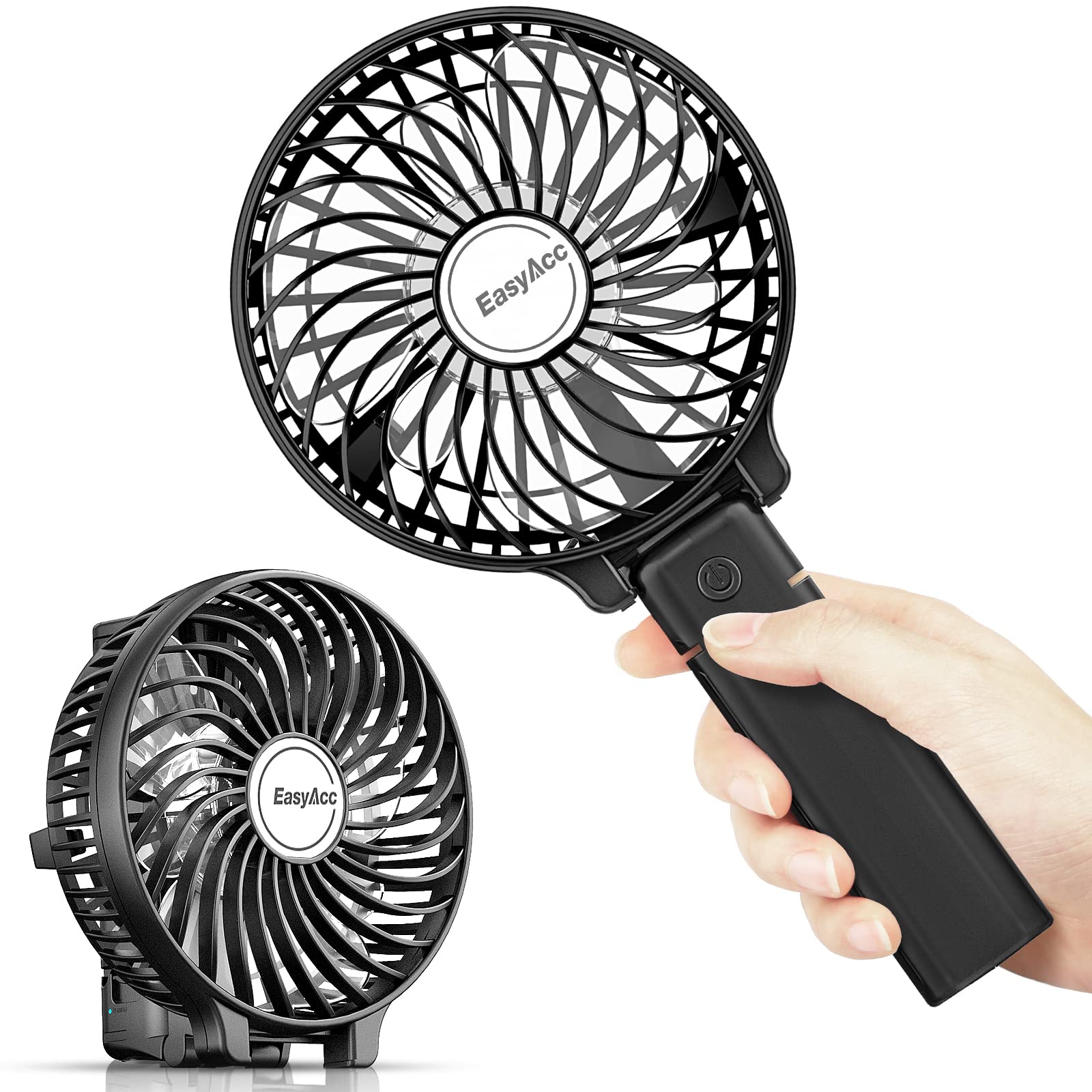 EasyAcc Mini Handheld Fan - Portable USB Rechargeable Personal Desk Fan with 3 Speeds & 10H Battery Life, Compact Folding Design for Travel, Outdoor, Office, Home - Stay Cool Anywhere!