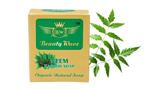 BW Beauty Wave Purifying Neem Kapur Bathing Soap - Natural Acne & Pimple Treatment for Face and Body - Soothes Rashes & Skin Irritations - Herbal Cleansing Bar (Pack of 1) | Perfect for Daily Skincare Routine & Sensitive Skin Care