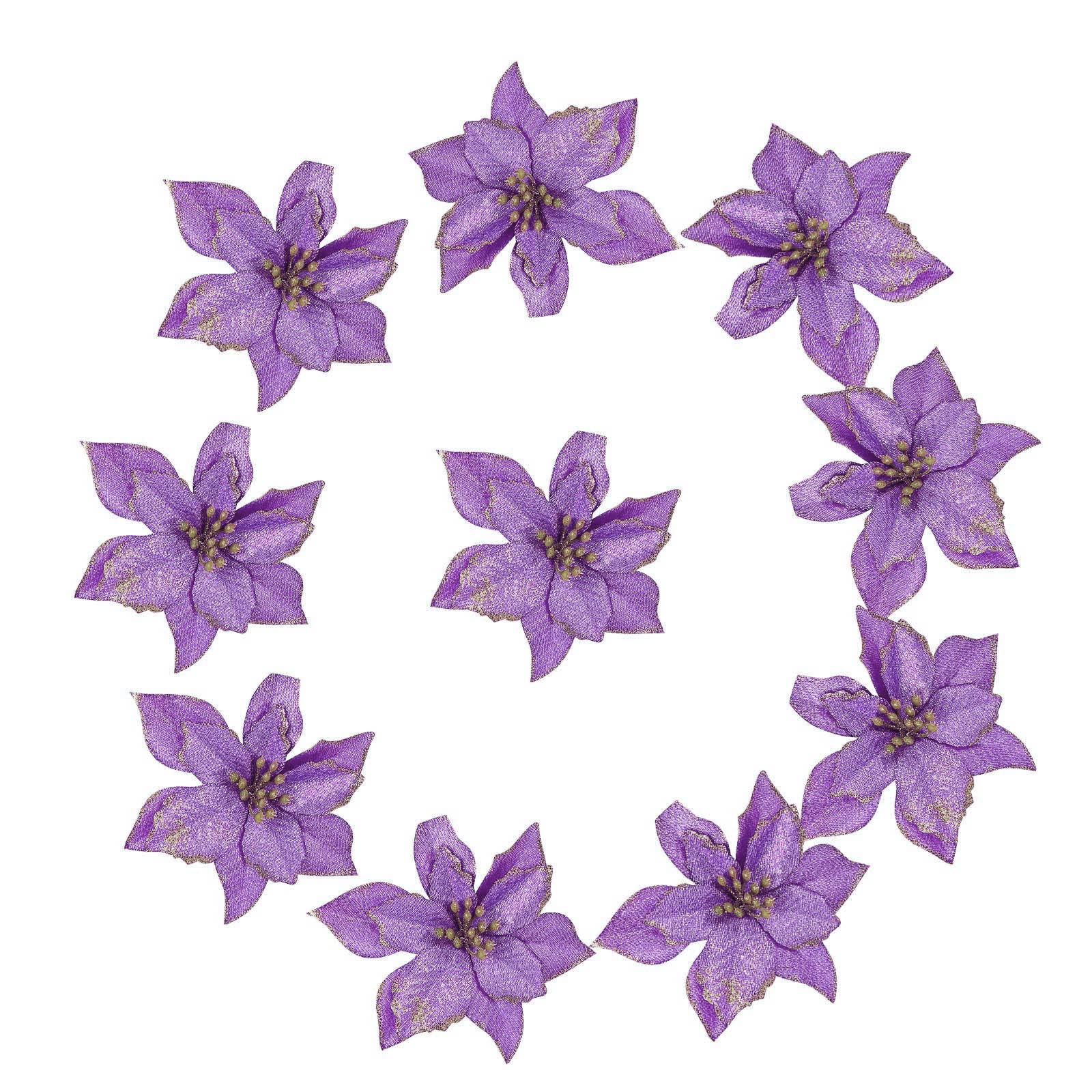 10Pcs Glitter Forsythia Artificial Flowers for Christmas Tree Decor, Birthday & Wedding Party Decorations - Perfect for Home, Office, and Holiday Festive Decor