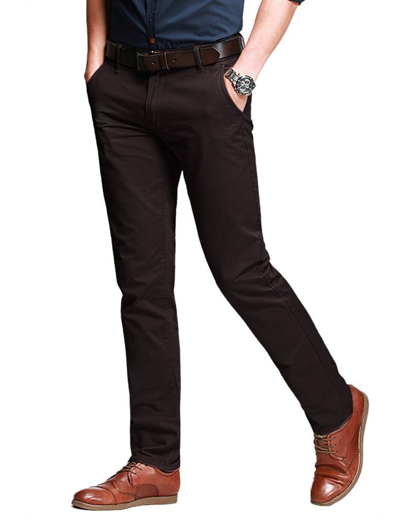 Men's Slim Fit Tapered Stretch Casual Pants - Comfortable Office & Travel Chinos for Business & Leisure