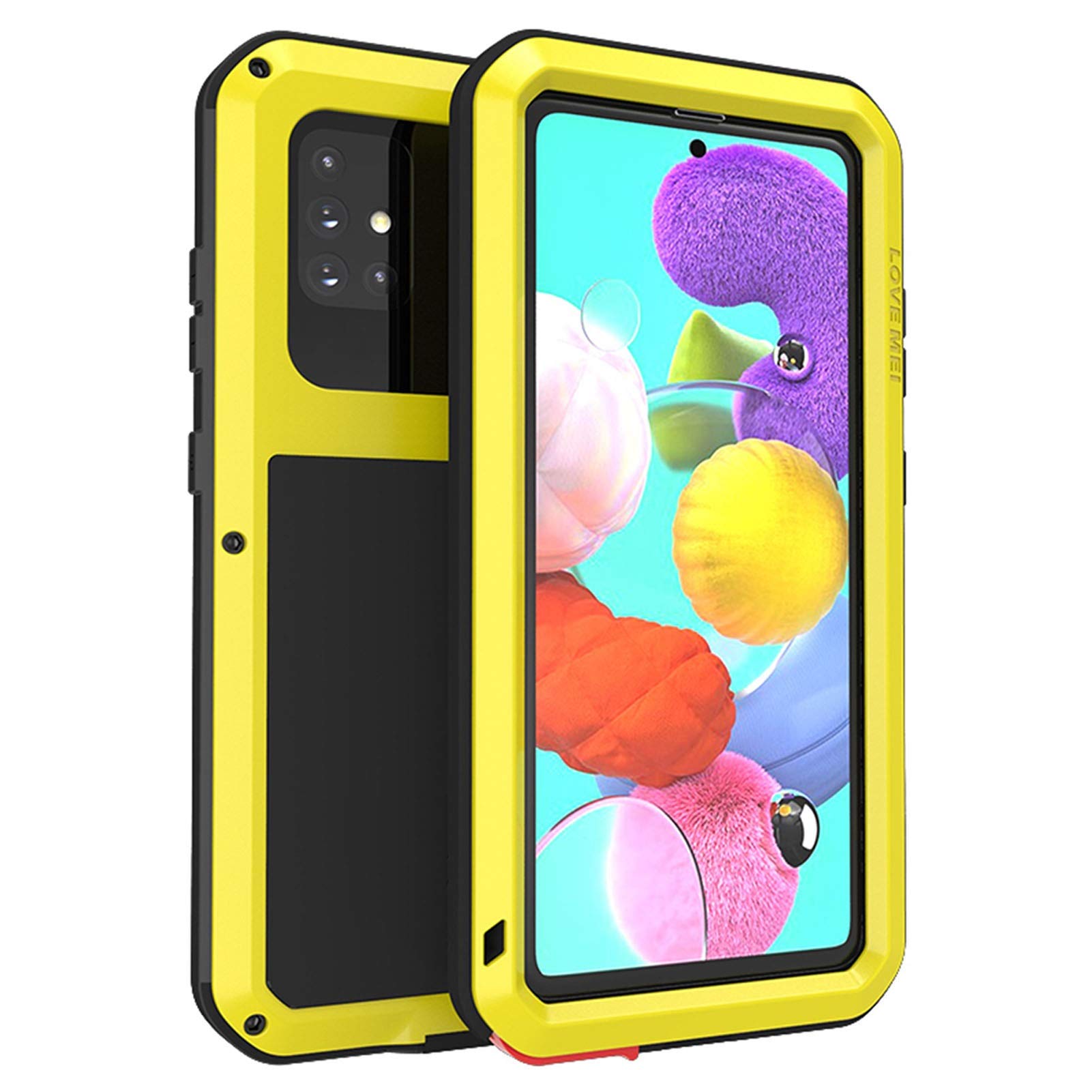 Shockproof & Waterproof Metal Armor Phone Case for Samsung Galaxy A51/A70S - Dirt Proof Protective Cover (Yellow) | Perfect for Outdoor Activities, Sports & Extreme Conditions