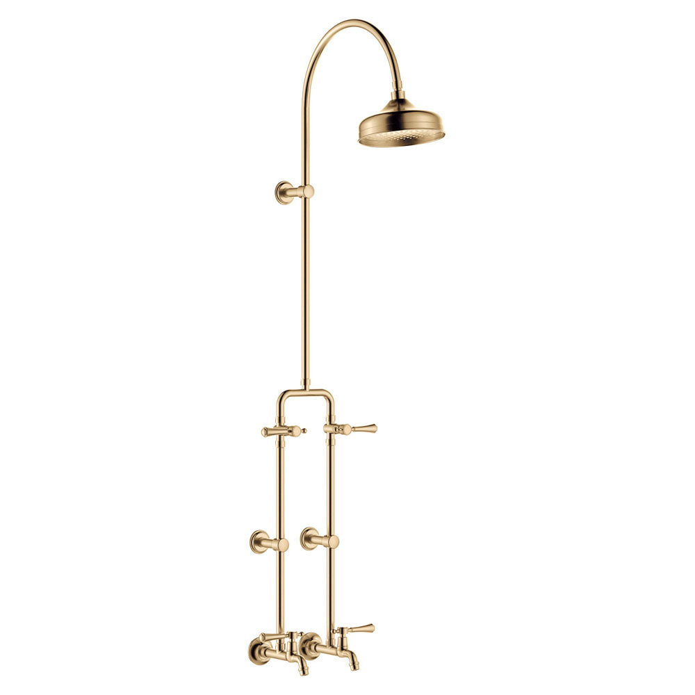 Fienza 455123UU Lillian Lever Exposed Rail Shower & Bath Faucet Set in Urban Brass Finish - Modern Bathroom Fixture for Spa-Like Experience