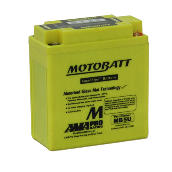 Motobatt MB5U 12V 7Ah AGM Motorcycle Battery - High Performance, Maintenance-Free Power for Harley, Honda, Kawasaki & More - Perfect for Cruisers, Touring Bikes & Off-Road Adventures