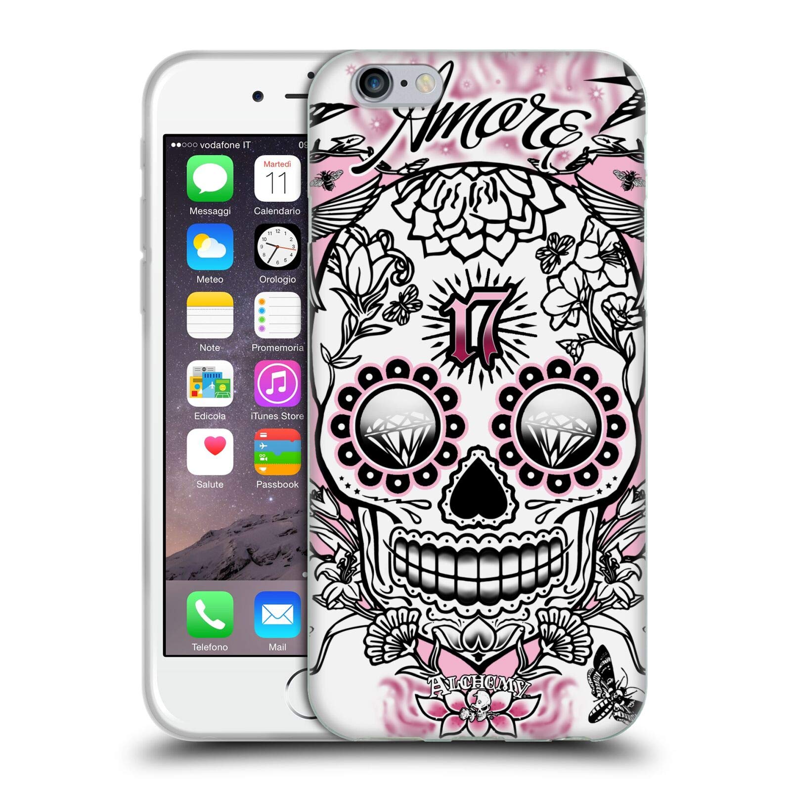 Official Alchemy Gothic Amore Skull Soft Gel Case for iPhone 6/6s - Licensed Gothic Art Design, Durable Protection - Perfect for Halloween, Gothic Fashion & iPhone Protection