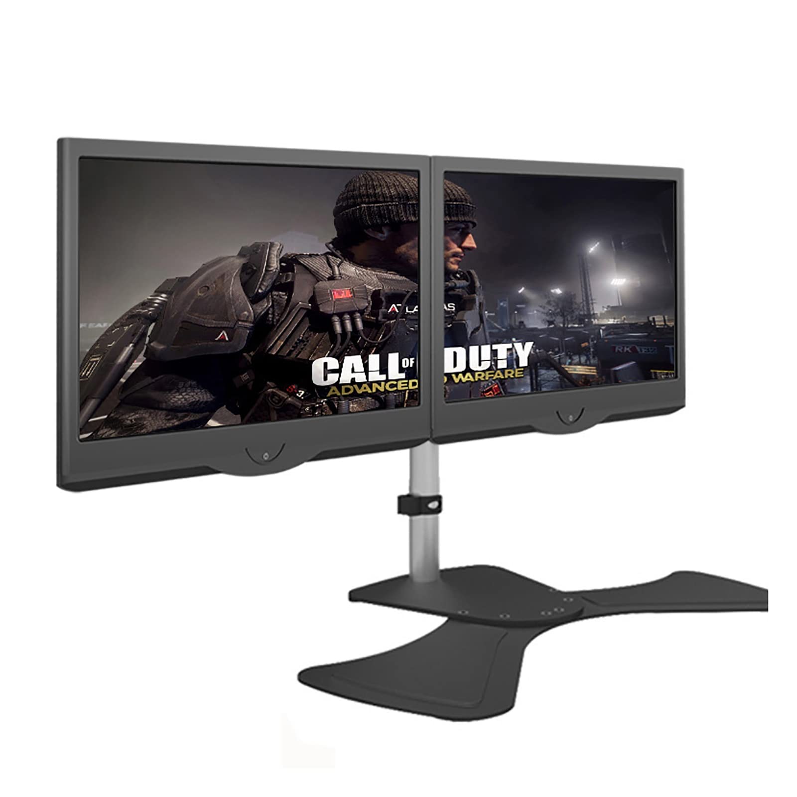 RAJYQODIS Dual Monitor Stand for 15-27 Inch Screens - Adjustable Height & Angle Desk Mount for Flat & Curved Monitors - Perfect for Home Office, Gaming & Workspace Setup