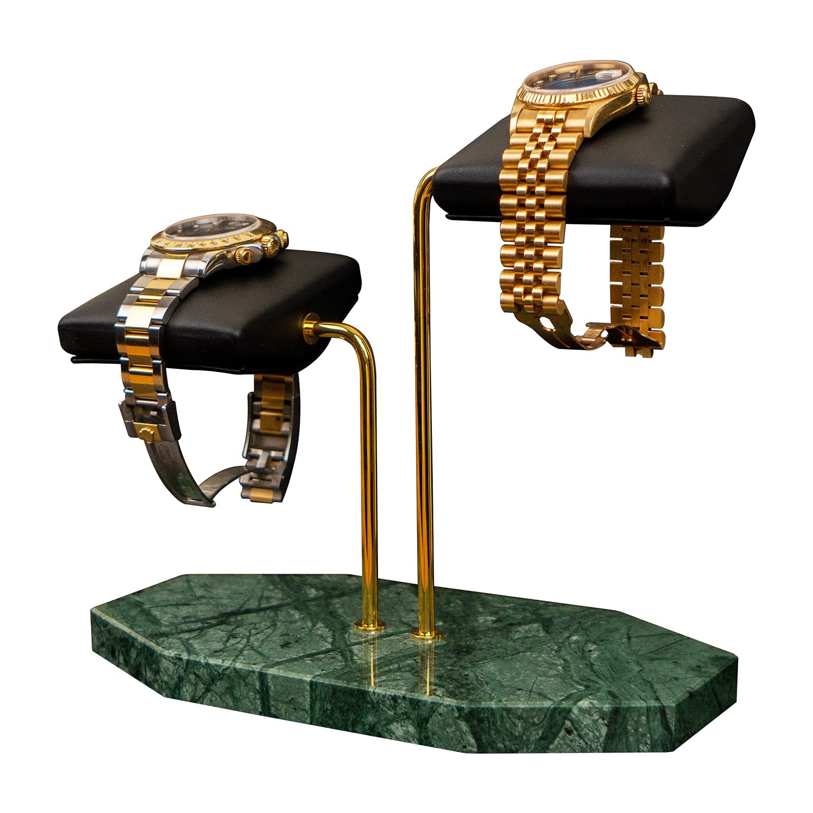 LYS&LYX Handcrafted Watch Stand - Premium Watch Display Holder for Luxury Watches (Green/Gold/Black, Set of 2) - Perfect for Jewelry Store Display, Watch Collection Organization & Home Decor