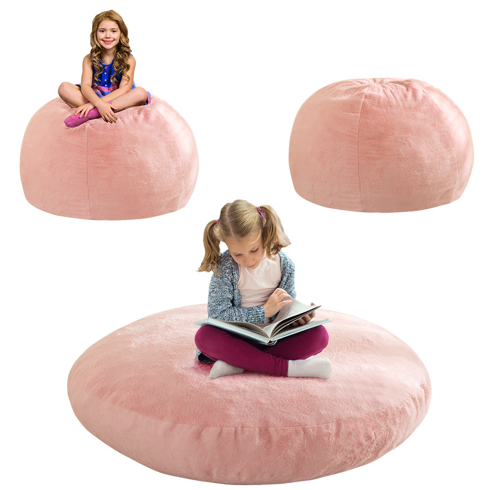 MAXYOYO 2-in-1 Convertible Kids Bean Bag Chair & Floor Bed - Soft Pink Lounge Chair for Boys & Girls - Perfect for Playroom, Bedroom, Reading Nook & Sleepovers