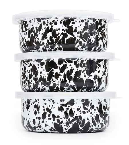 Premium Black Marble Storage Bowl Set with Airtight Lids - 3-Piece Kitchen Organizer for Meal Prep, Snacks & Leftovers | Dishwasher Safe Food Containers