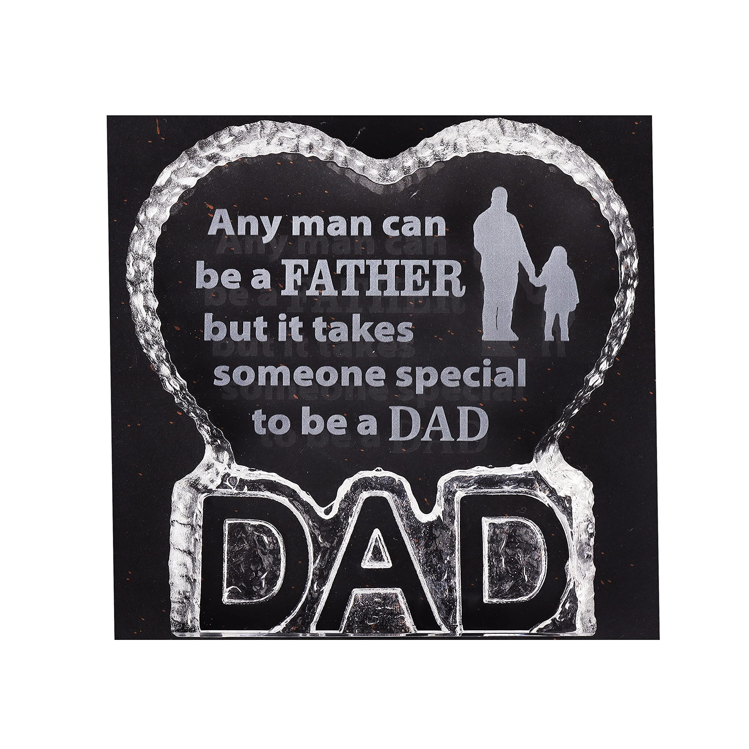 Premium Crystal Engraved Gift for Dad - Unique Birthday, Father's Day & Christmas Present from Daughter or Son - Perfect for Office Desk, Home Decor & Special Occasions