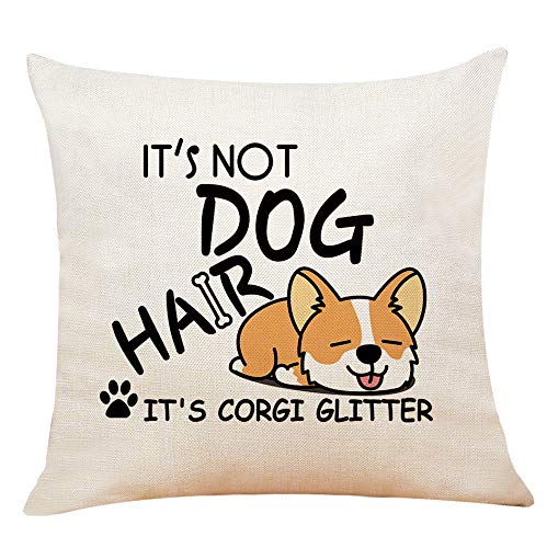 Funny Corgi Glitter Throw Pillow Cover - Cute Gift for Dog Lovers - 18x18 Inch for Sofa & Bed Decor