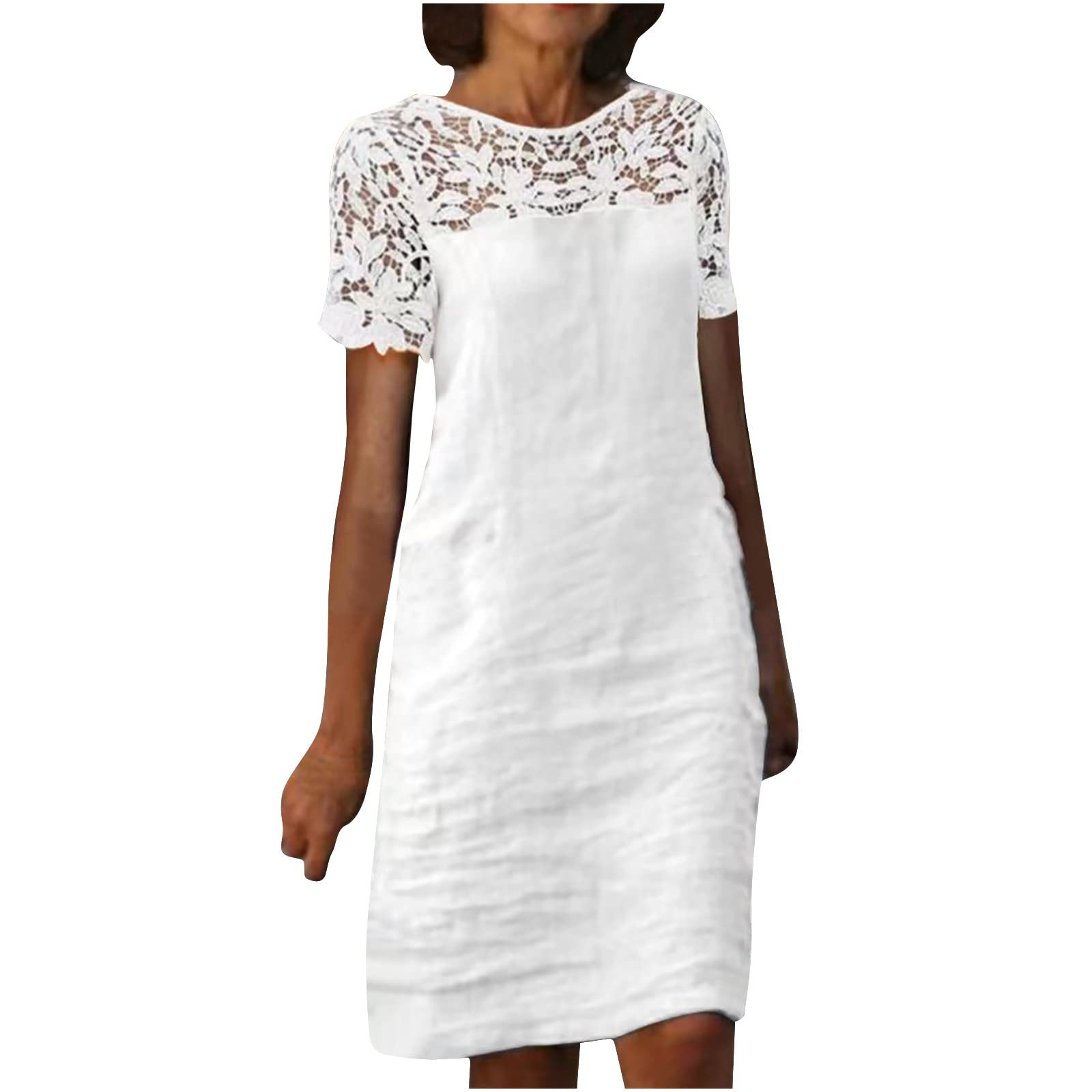 Women's Cotton Linen Boho Dress 2024 - Short Sleeve V-Neck Summer Casual Dress for Women | Trendy & Elegant Ladies Outfit for Beach, Vacation & Daily Wear