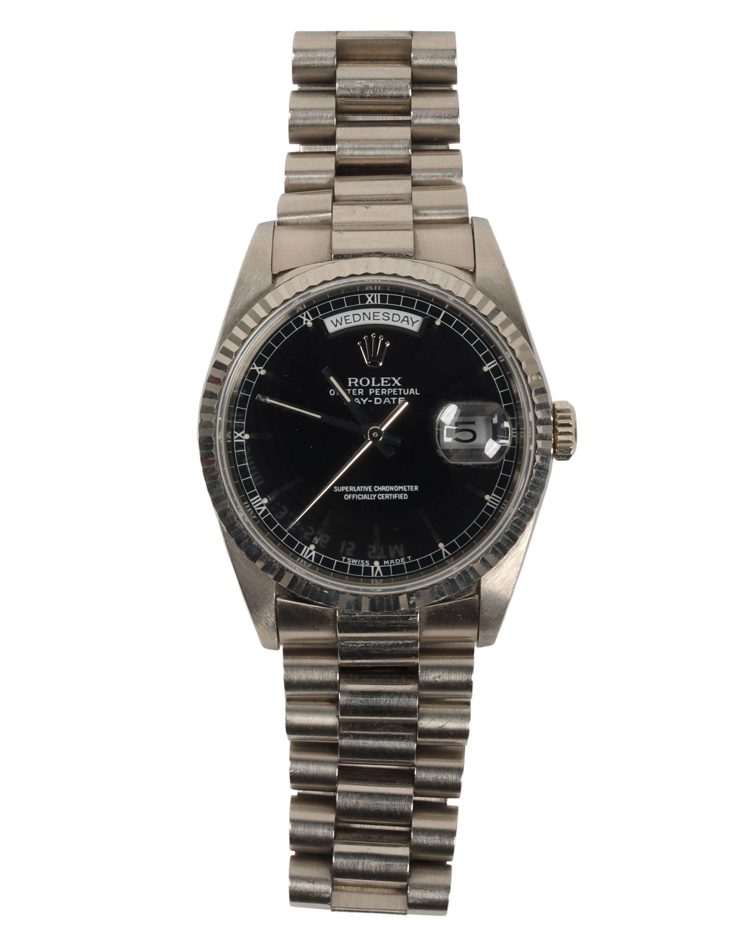 18K White Gold Day Date Watch - Luxury Men's Dress Watch for Business & Formal Occasions
