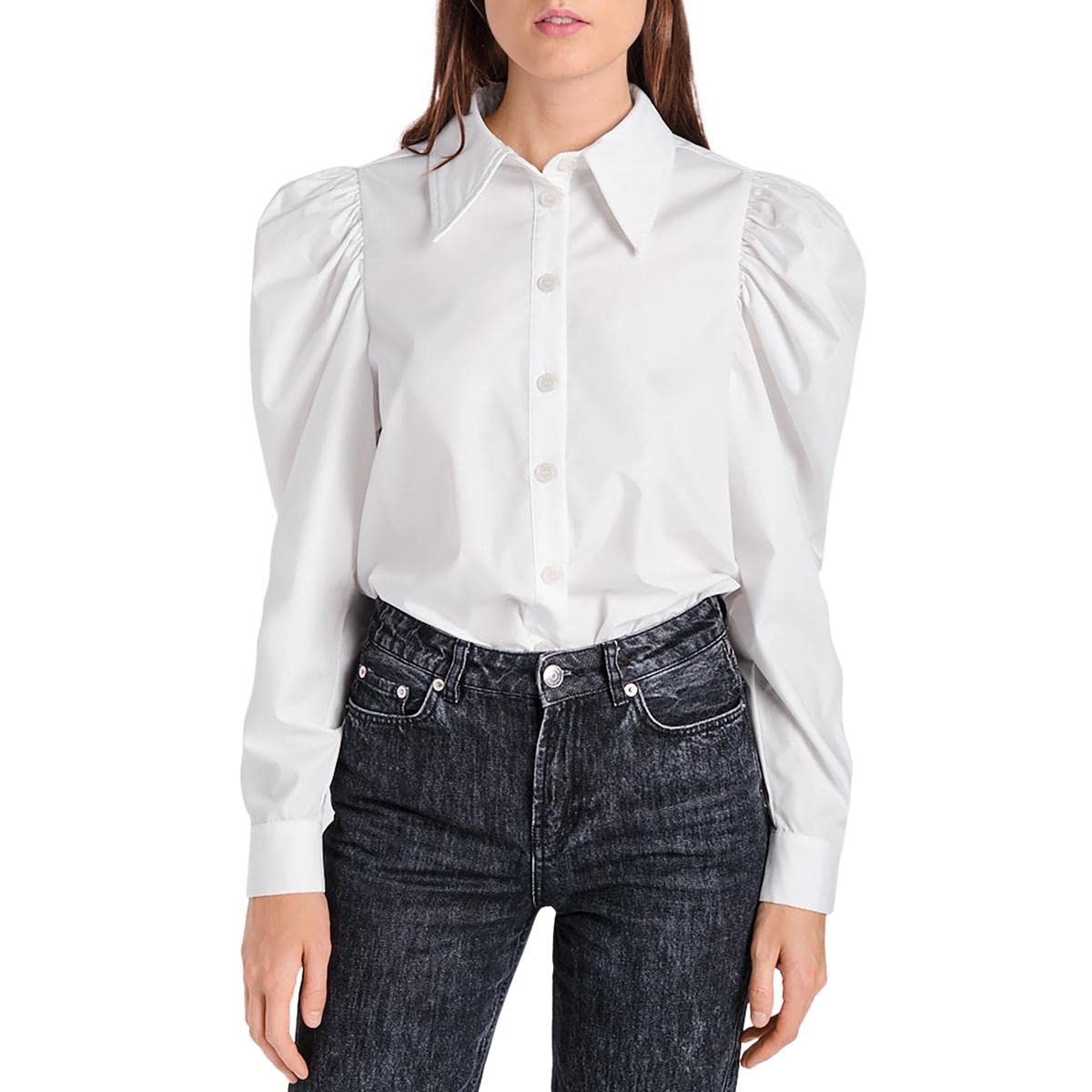 En Saison Women's Poplin Office Button-Down Shirt - Professional Work Blouse for Business Casual & Formal Office Wear