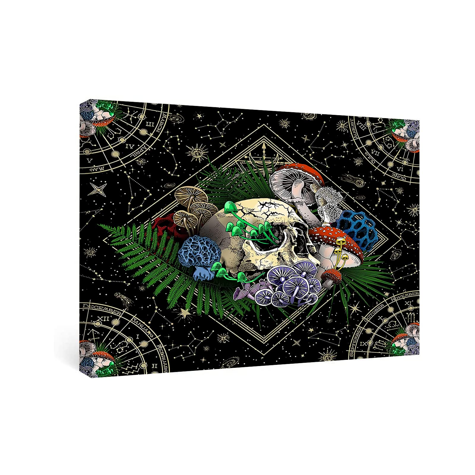 Youshosho Skull Wall Art Prints - Gothic Home & Office Decor - Framed Canvas Artwork for Living Room, Bedroom, or Man Cave
