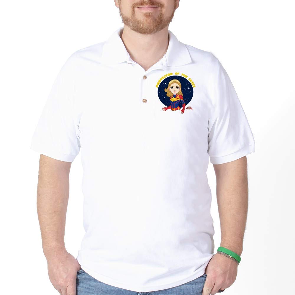 Captain Marvel Golf Shirt - Men's Marvel Comics Polo Shirt for Golf & Casual Wear - Perfect for Golf Tournaments, Superhero Fan Outfits & Comic Con Events