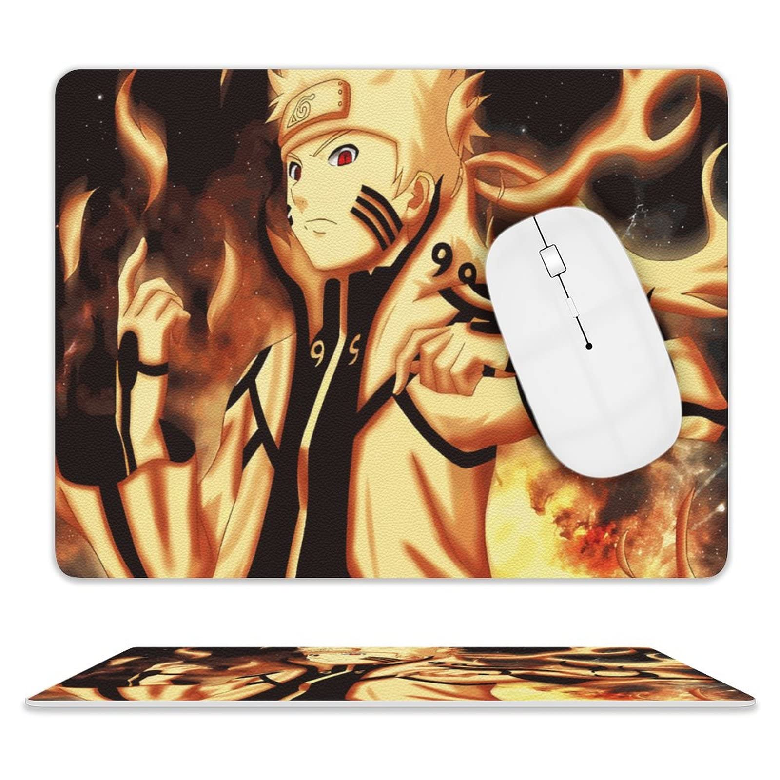 Premium Genuine Leather Mouse Pad with Japanese Anime Design - Ergonomic Gaming & Office Mouse Mat for PC, Laptop, Desk - Perfect for Work, Gaming, and Home Office Decor (Kura ma Style)