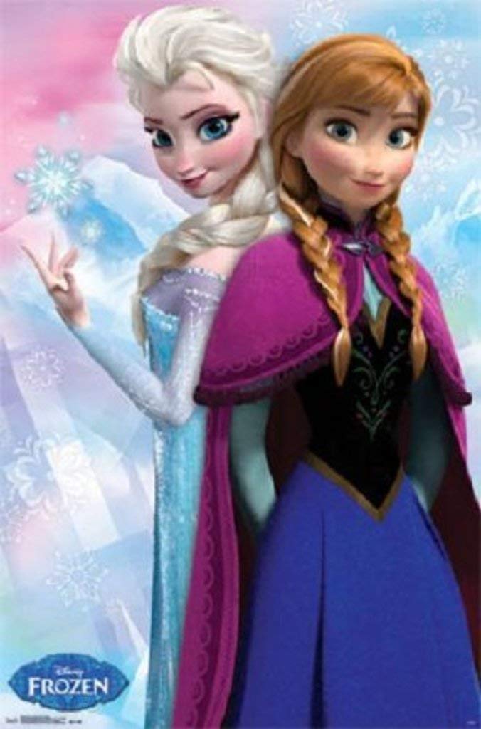 Frozen Movie Anna and Elsa Poster - 24x36 Inch Disney Princess Wall Art Decor for Kids Room, Nursery, or Playroom - Perfect Gift for Frozen Fans