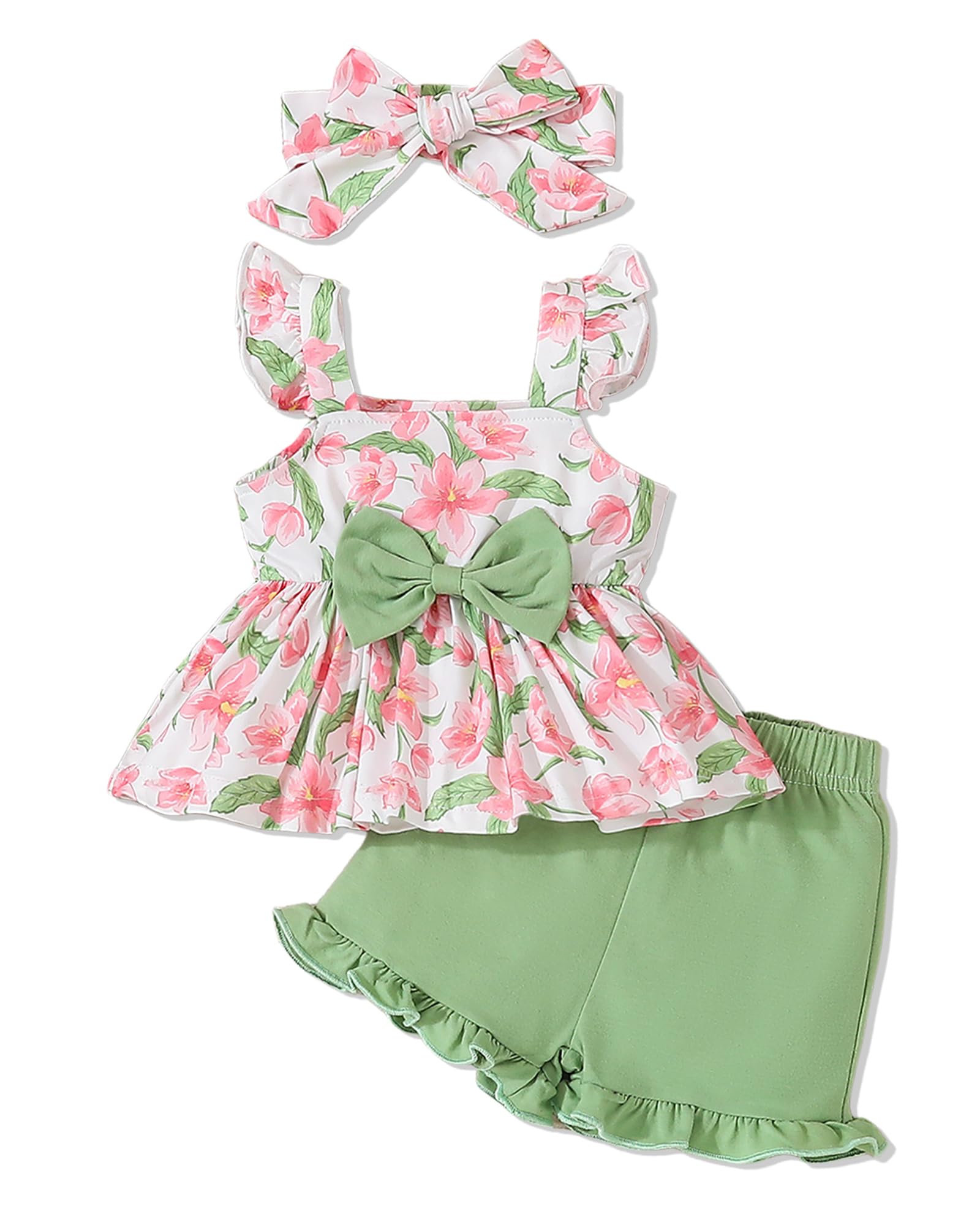 **Adorable Toddler Baby Girls Summer Outfits - Cute Tank Top & Shorts Set for Infants - Perfect for Playtime, Beach & Outdoor Activities**