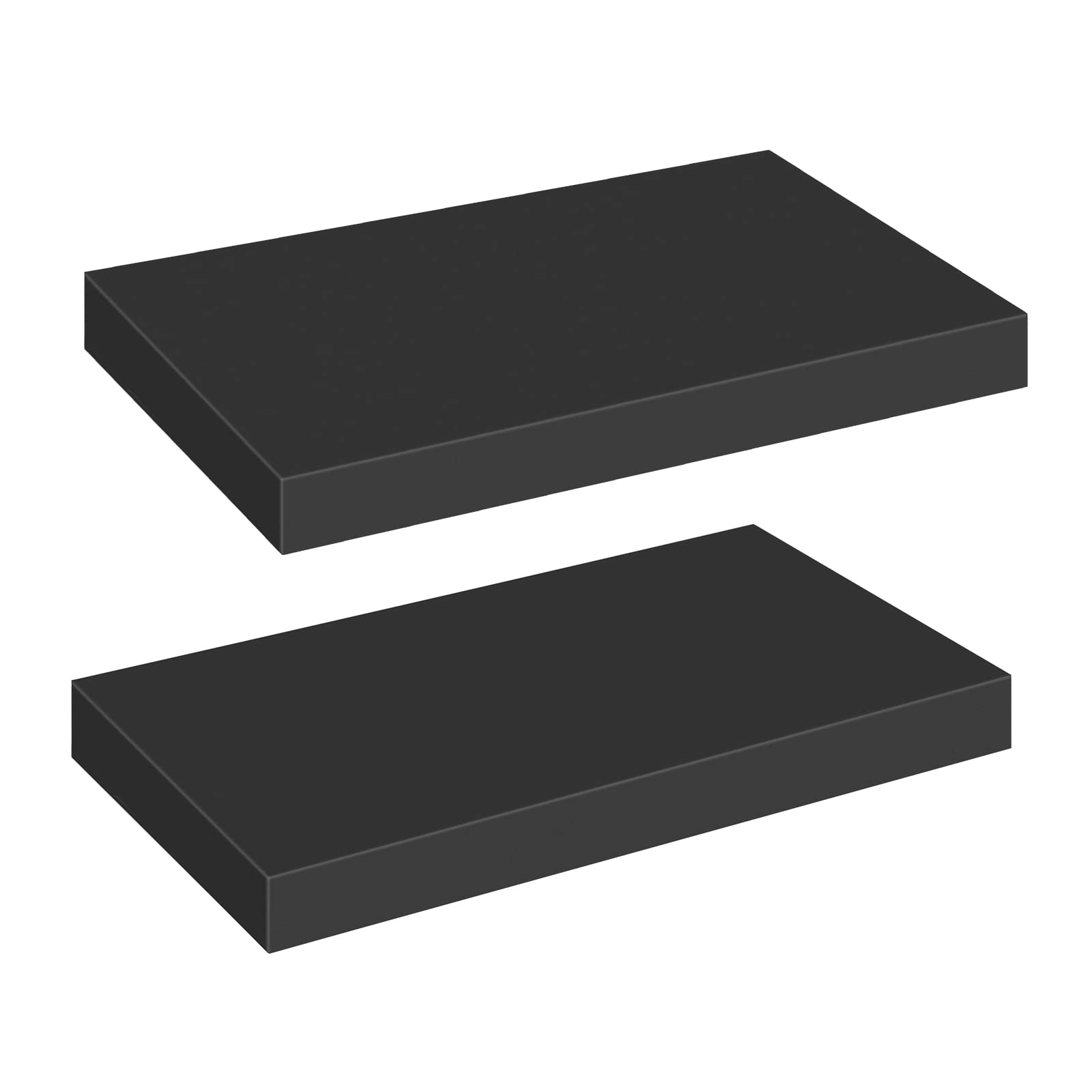 HOOBRO 2-Pack Floating Wall Shelves, 15.7 Inch Modern Hanging Shelves with Invisible Brackets - Sturdy Bathroom, Bedroom, Kitchen, Living Room & Office Storage Decor (Black, BK40BJ01) | Perfect for Displaying Plants, Books, Photos & Decorative Items