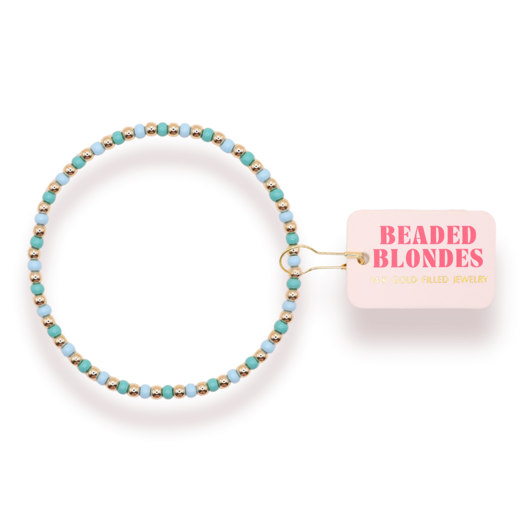 Turquoise and Powder Blue Kids Demi Bracelet - Adjustable Beaded Jewelry for Girls, Perfect for Birthdays, Parties & Everyday Wear