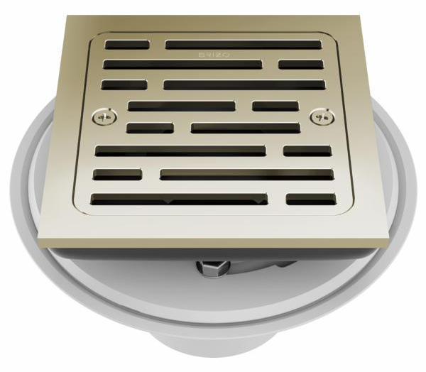Brizo BT062415 PN 4 Tile In Square Shower Drain in Polished Nickel - Modern Bathroom Drain for Tile Floors, Perfect for Walk-In Showers and Wet Rooms