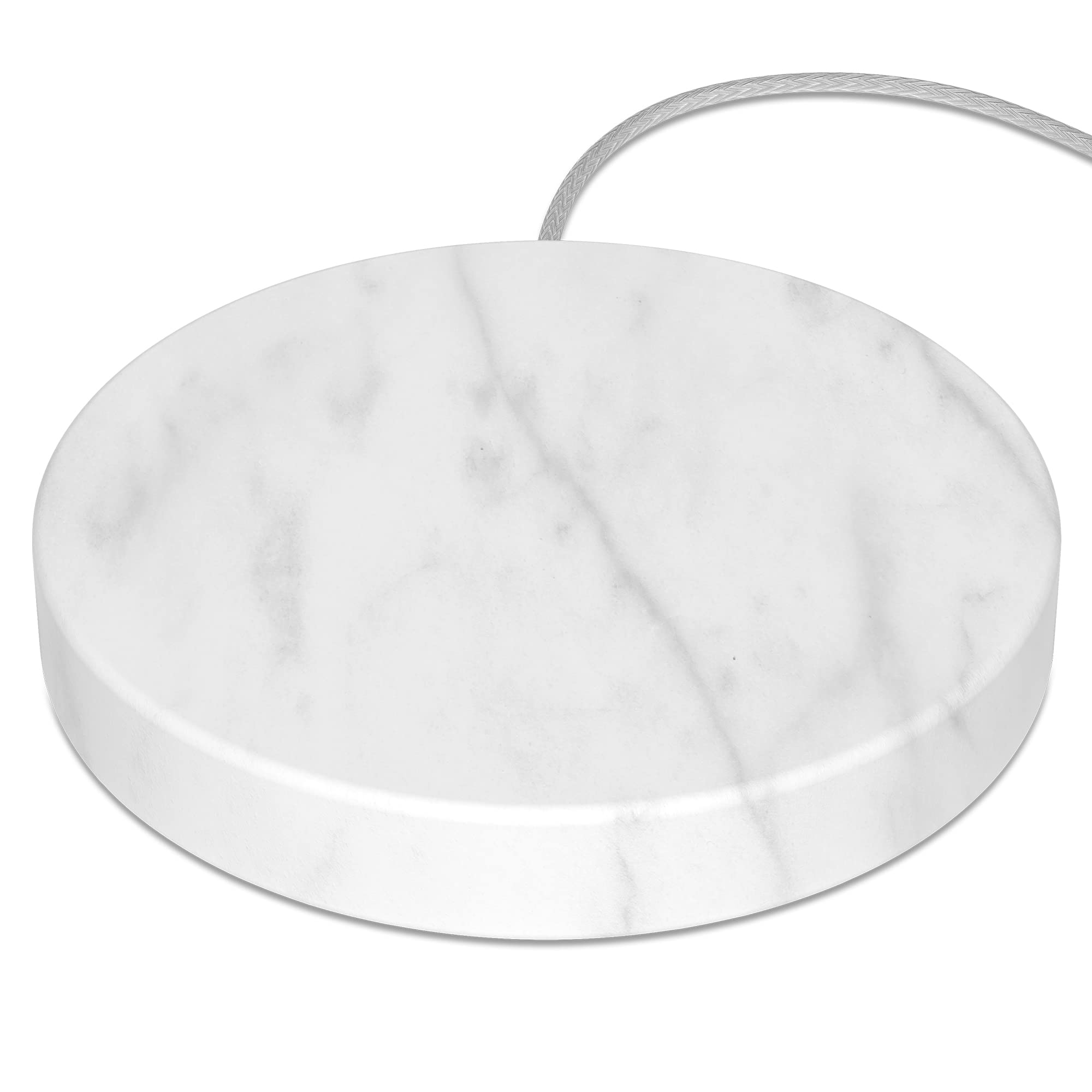EINOVA 10W Fast Wireless Charger - White Marble Design with Built-in Braided Cable | Qi-Certified Charging Pad for iPhone, Samsung Galaxy & AirPods | Perfect for Home, Office & Nightstand Charging