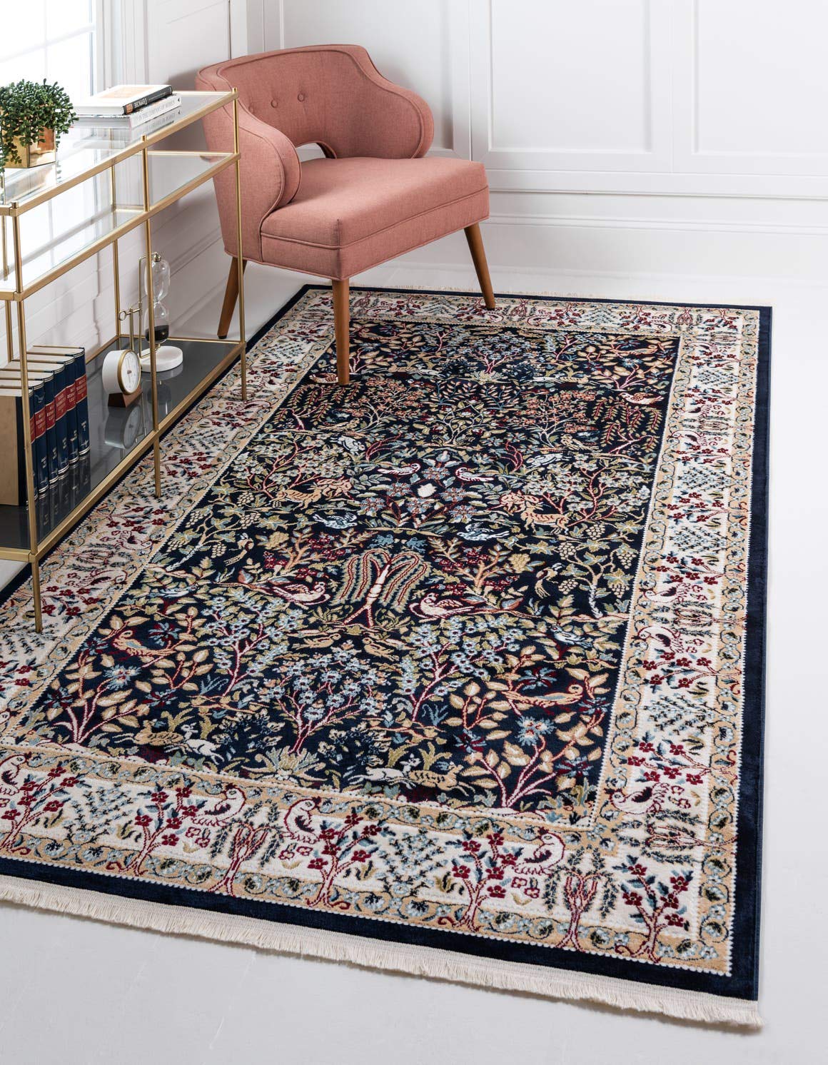 Unique Loom Narenj Collection Area Rug - Bristol 10' x 13' Rectangle Navy Blue Beige - Perfect for Living Room, Bedroom & Home Decor