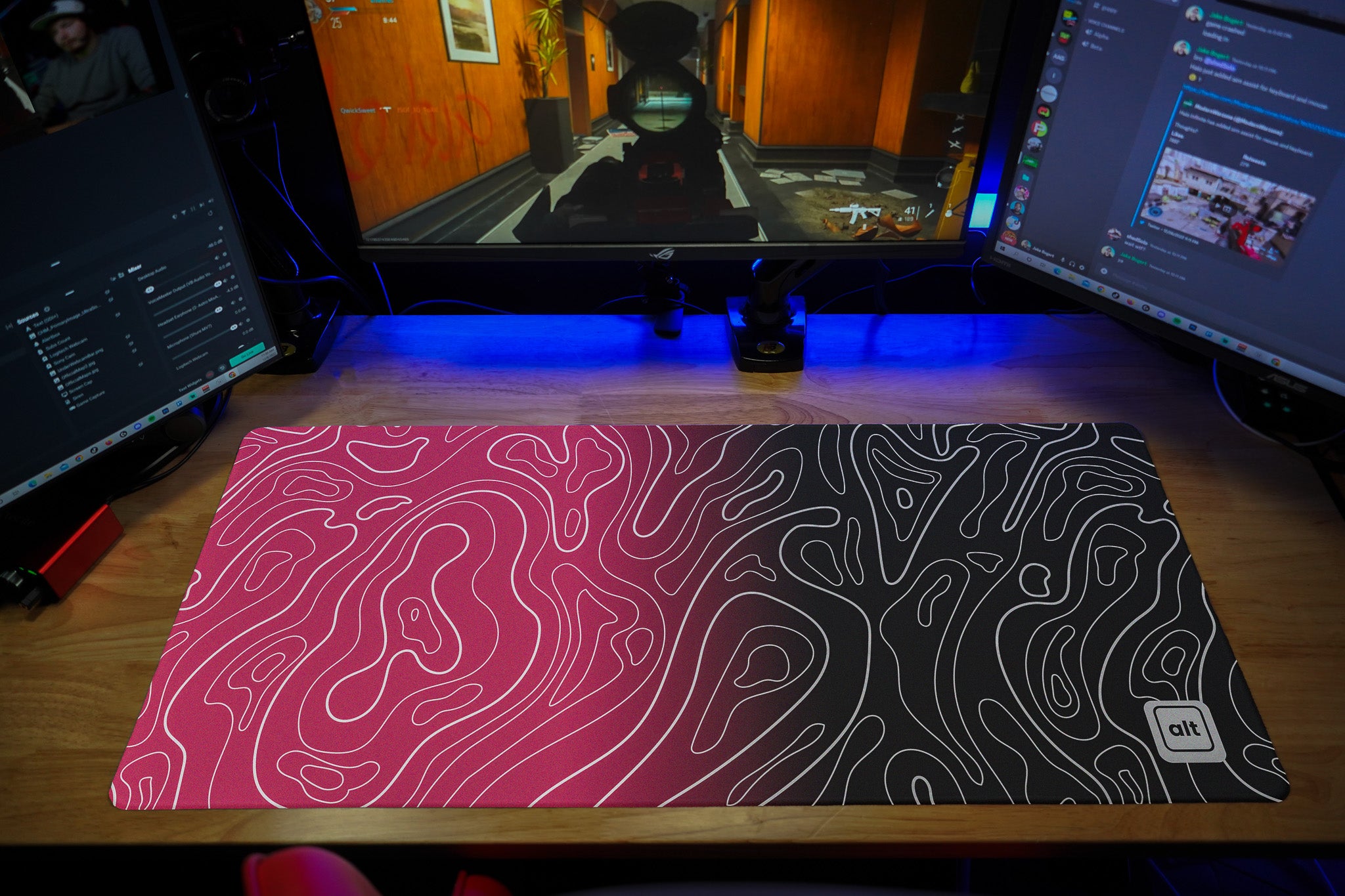Pink Ombre Damascus Gaming Mouse Pad - Non-Slip Rubber Base, Smooth Surface for PC & Laptop - Perfect for Office Work, Gaming & Graphic Design