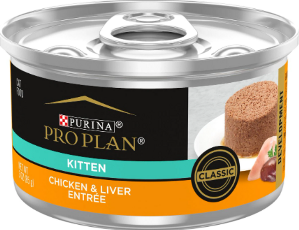 Purina Pro Plan Focus Kitten Classic Chicken & Liver Entree Canned Cat Food - High Protein Wet Food for Growing Kittens - Perfect for Weaning, Digestive Health & Immune Support
